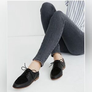 Madewell Alex Oxford Black Leather Suede Lace-up Shoes Classic Sleek Women’s 8